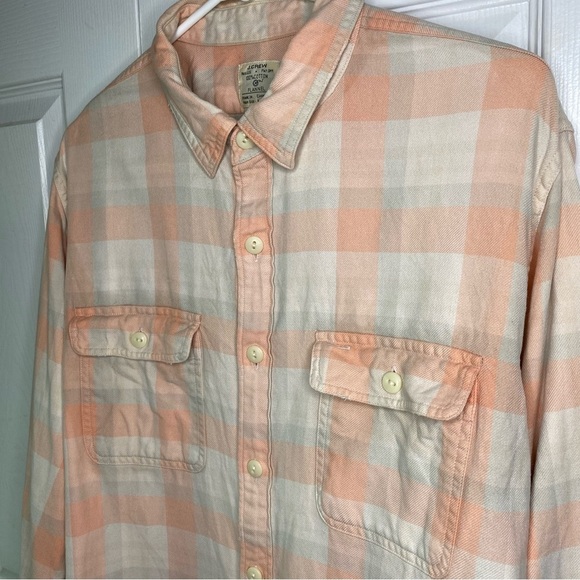 J  Crew Pink Flannel Button Down - Size L - Picture 2 of 6